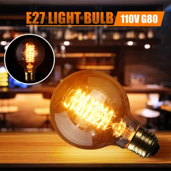 

80mm x 118mm Incandescent Bulb E27 G80 60W Globe Retro Edison Light Bulb 110V Warm White Lighting Color