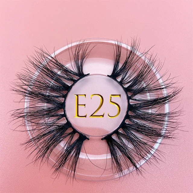 25mm E06 MIKIWI 100% handmade natural  thick  Eye lashes wispy makeup extention tools 3D mink hair volume soft false  eyelashes E25 round case