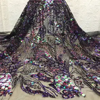 

JAUN New Color Nigerian Mesh Net Laces Fabrics High Quality African Sequins Lace Fabric French Tulle Mesh Lace Fabric