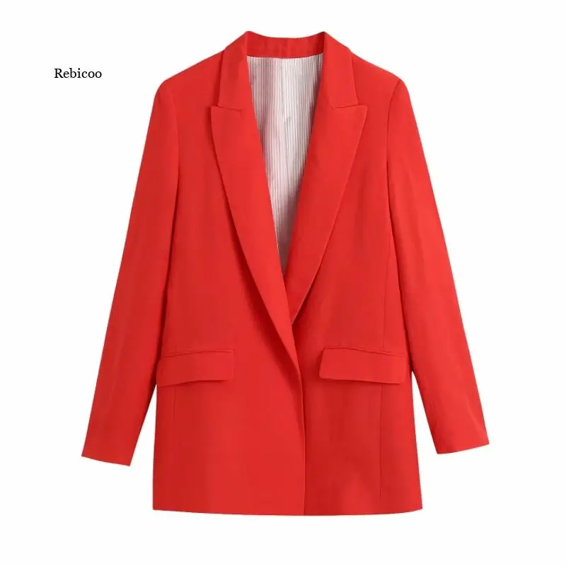 

Женский льняной костюм, красный повседневный костюм без пуговиц, верхняя одежда с длинным рукавом, офисные топы свободного кроя