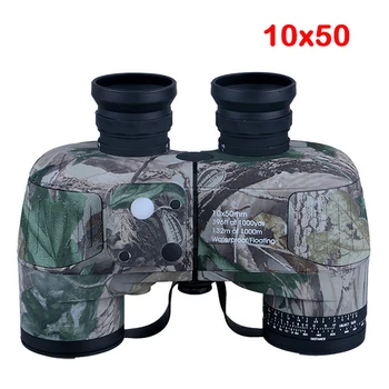 

10X50 binoculars professional Military Marine waterproof Telescope HD BAK4 Rangefinder Distance hunting Navigation color