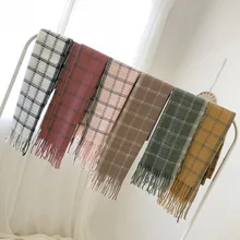 Дизайнерский вязаный весенне-зимний детский шарф, клетчатые теплые кашемировые шарфы, шали, роскошный бренд, бандана, Пашмина, женская накидка