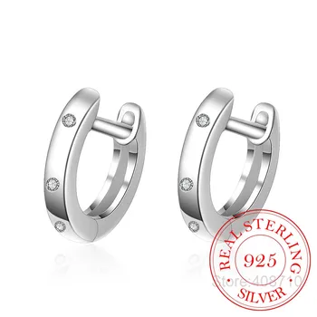 

Real Solid 925 Sterling Silver Circle Hoop Earrings Fashion Jewelry for Women Female High Quality