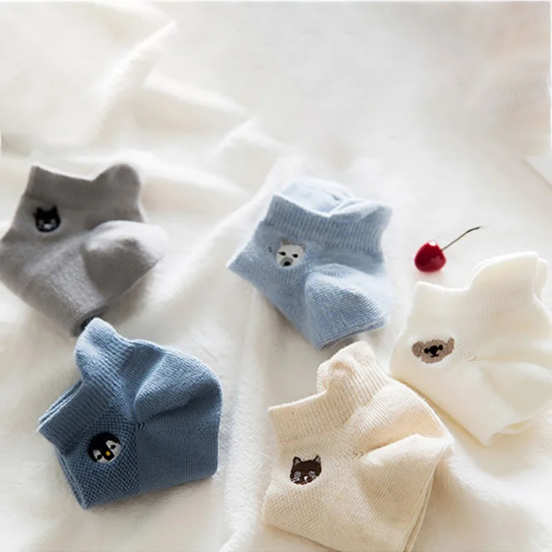 5 Pair Kids Baby Socks Birthday Socks Cotton Solid Boys Girls Cotton Anti-slip Socks Party Clothing Socks