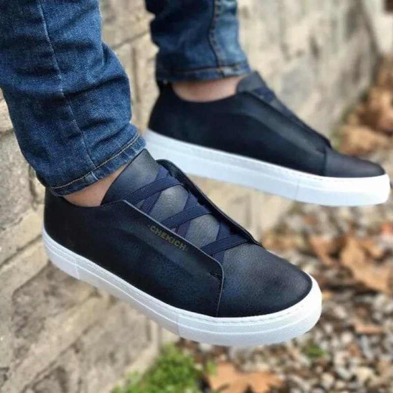 Chekich Men Casual Shoes for Men Sport High Sole Shoes Lace-up Men Sneakers Shoes Comfortable Flexible Fashion Style Leather Wedding Classic Shoes Breathable Walking Running Sneakers Tenis Zapatillas Hombre CH013