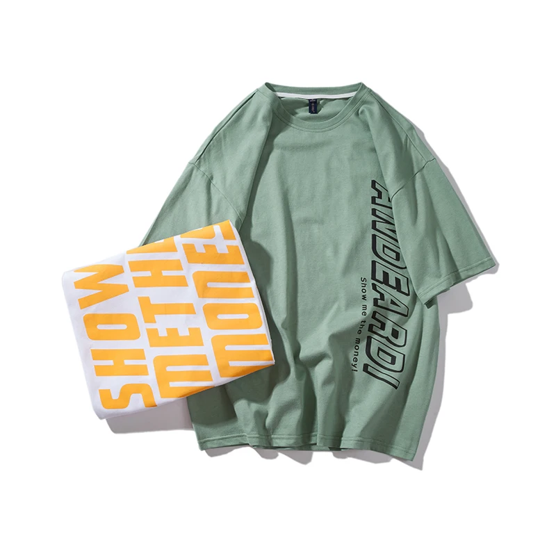 2019 Men's Summer New Casual Letter Printing Short-sleeved Round Neck T-shirt Loose Temperament Trend Cotton