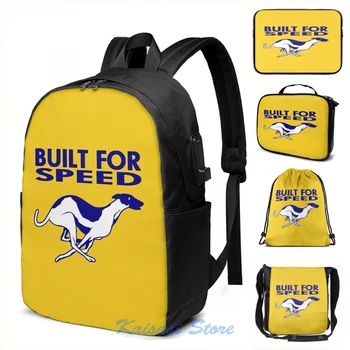 

Funny Graphic print GREYHOUND USB Charge Backpack men School bags Women bag Travel laptop bag