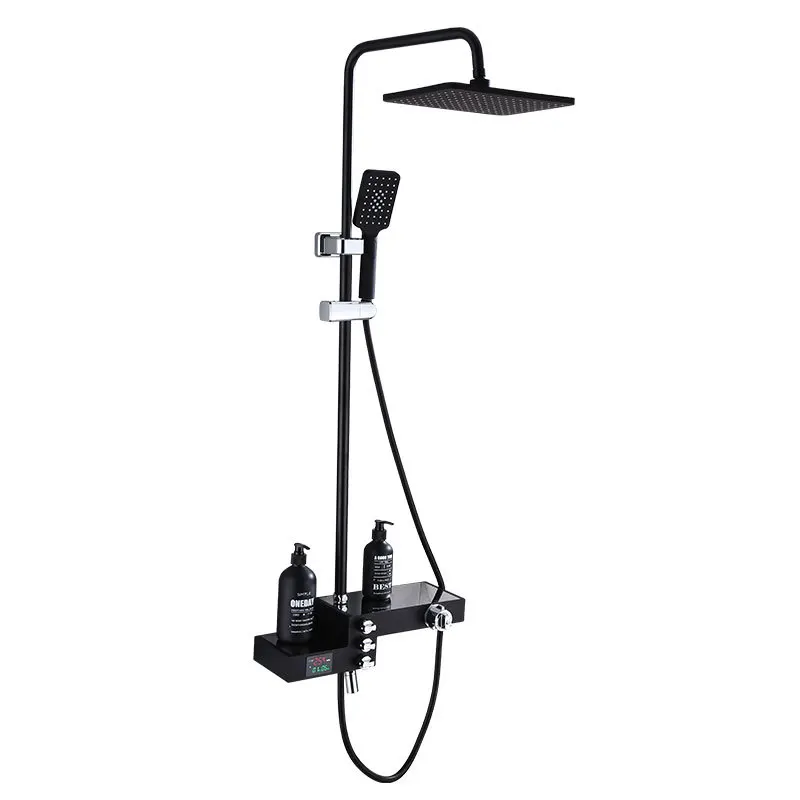 

Digital White shower set thermostatic bath mixer bathroom shower set black Bathtub faucet with display digita shower set Gold