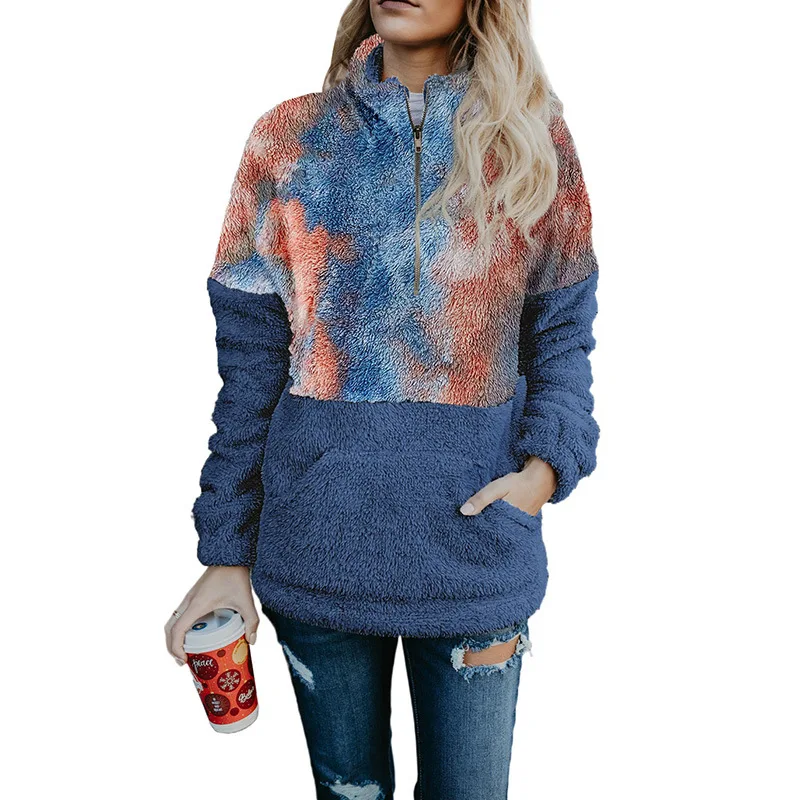 

Hoodie Women Pullover Sweatshirts Female Patchwork Fleece Hooded Jacket Autumn Winter Coat Warm Hoody