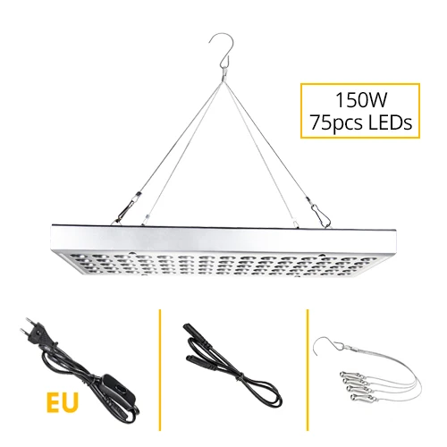 150W 75LEDs EU Plug Серия подключения панели полного спектра светодиодный свет для выращивания 300 Вт 150 Вт Фито лампа с переключателем для выращивания палатки коробка 2 режима растительного света - Испускаемый цвет: 150W 75LEDs EU Plug