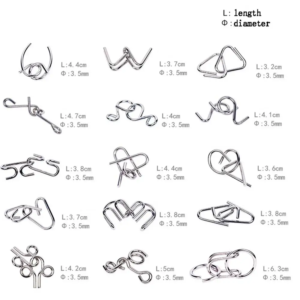 Hobbylane 15 шт./компл. головоломки IQ у металла разум Логические магический провод головоломки игрушки для детей, взрослых, детей