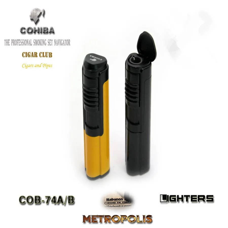 

COHIBA Windproof Powerful Triple Torch Lighter BBQ Jet Gas Cigar Lighter Turbo Metal Kitchen Cigar Spray Gun Outdoor Gadgets Man