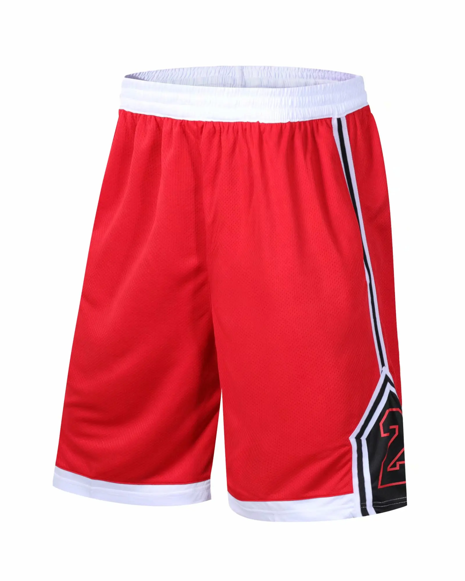

Red numbers 2 and 3 striped basketball shorts, European code standard S-5XL, free shipping