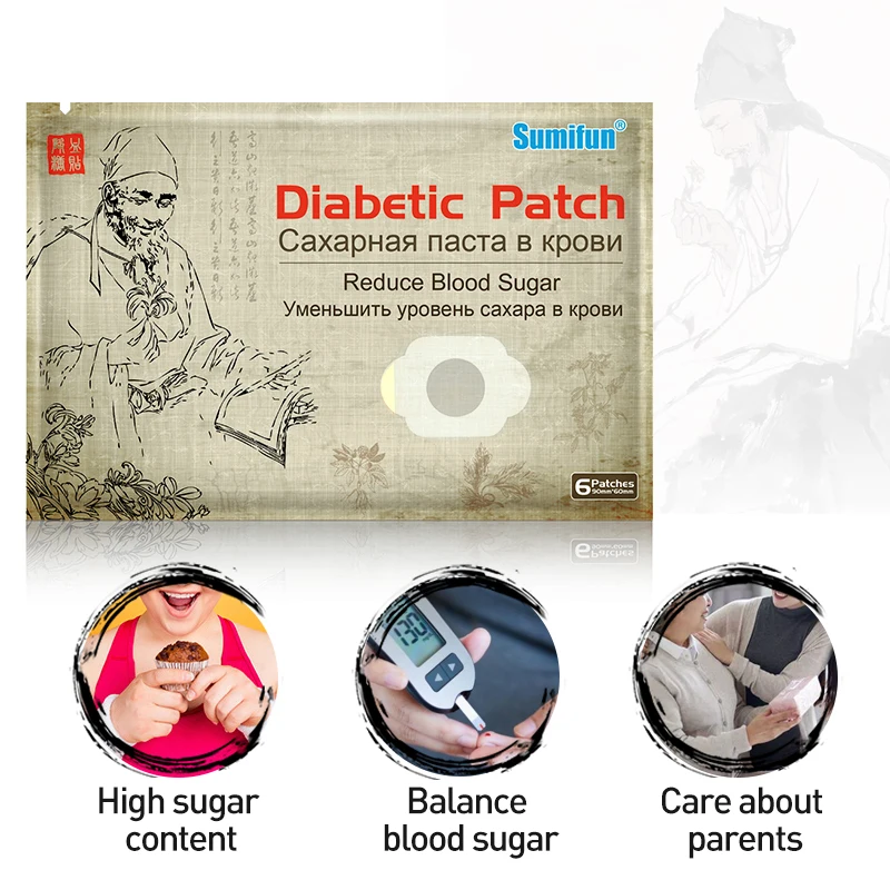 24pcs/4Bags Diabetic Patches Stabilizes Blood Sugar Balance Glucose Content Herbal Stickers Medical Plaster Health Care D2464