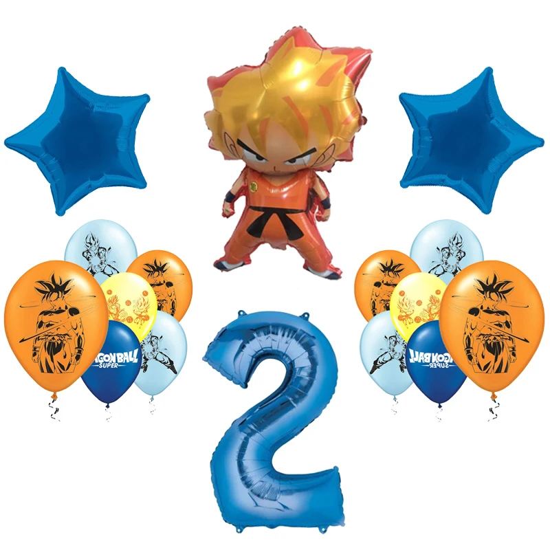 16 шт. Goku шар Dragon Ball Baallon Globos 1-й День рождения украшения для детских игрушек Супер saiyan баллон - Цвет: Флуоресцентный желтый