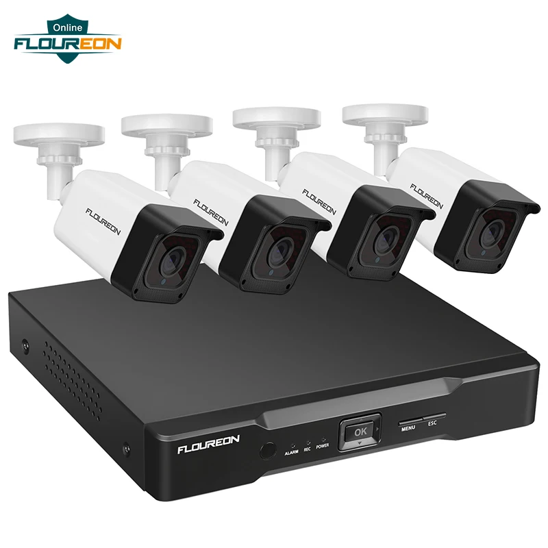 

Floureon DVR Kit 1080P XPOE 8CH DVR + 4pcs 2.0MP Cameras CCTV Security System Human Detection Surveillance Cameras Night Vision