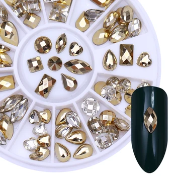 

12 boxes/set of AB Crystals Rhinestone Diamond Gems Water Drop Crystals 3D Glitter Nail Art Decoration for Women Nails Beauty