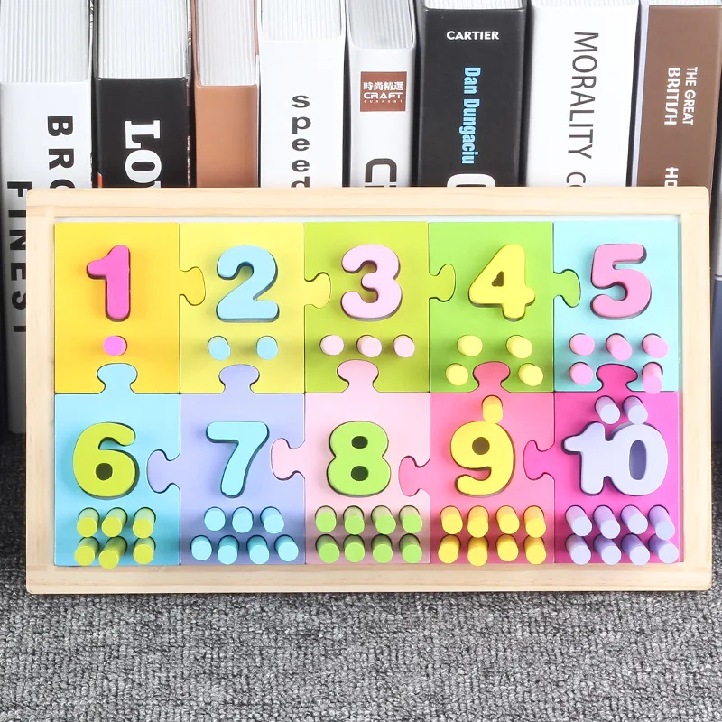 

Numbers Board Wood System Educational Multi-functional Magnetic with Numbers Shape Jigsaw Puzzle Drawable Writable Numbers Board