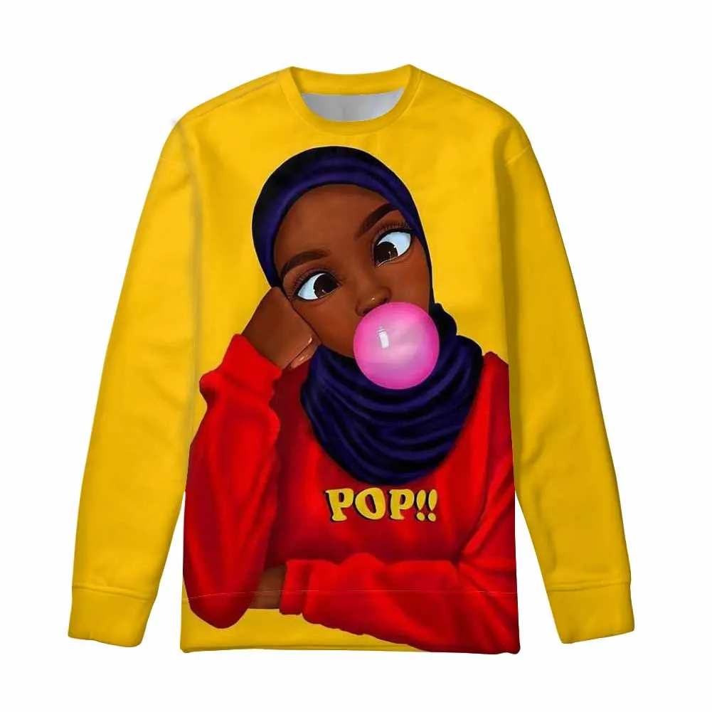 FORUDESIGNS/толстовки для подростков Kawaii женский черный художественный Африканский свитер для девочек Спортивная одежда Женская Осенняя Толстовка женские пуловеры - Цвет: YQ4550Z73