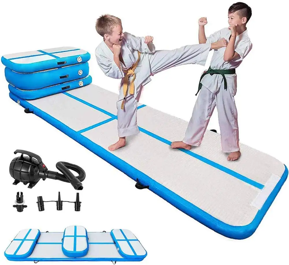 

Air Track Gymnastics Air Track Tumbling Mat for Gymnastics Martial Arts Cheerleading Tumble Track with Pump Blue 4pcs+1 pump