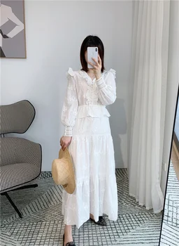 

Women Dress New Sweet V-neck Lace Long-sleeved Women Long Dress