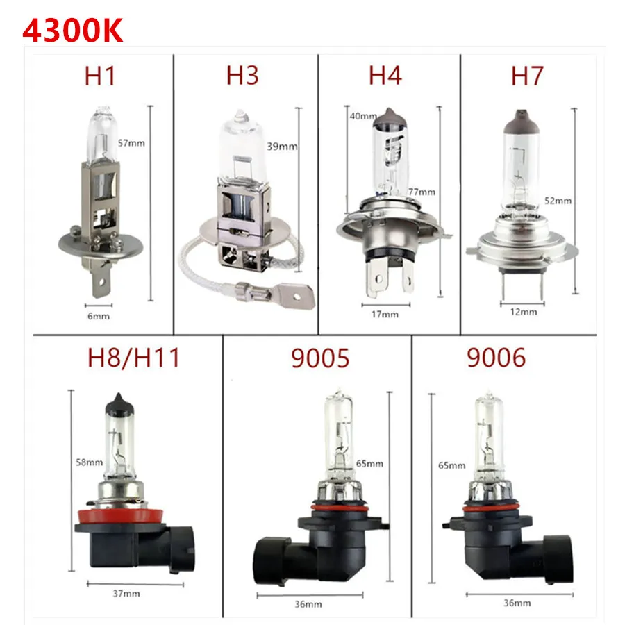 Car Light H1 H3 H4 H7 H8 H9 H11 9005 HB3 9006 HB4 Auto halogen bulb Fog 55W 100W 12V 4300K 6000K Headlights Lamp halogen headlight bulb car headlights