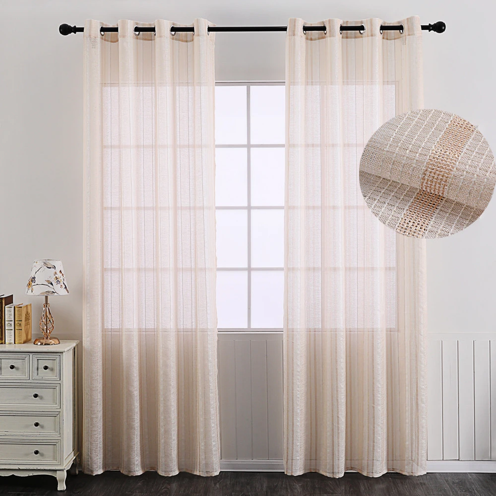 cortinas transparentes de rayas doradas para cocina ventanas elegantes hechas a medida para sala de estar dormitorio hotel calidad 1 unidad