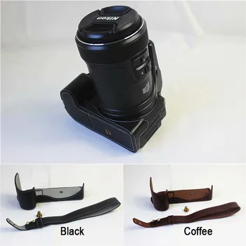 

Genuine Real Leather Camera Half case Grip with strap for Nikon Coolpix P1000