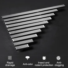 

Bathroom sink 20-100cm Silver Side Outlet Floor Drain Square Pattern Bathroom Shower Drainage Rectangle Stainless Strainer