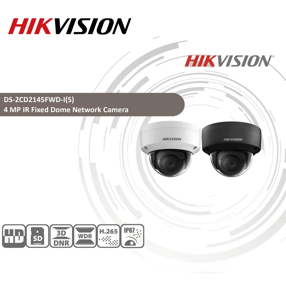 Предпродажа Hikvision DS-2CD2145FWD-I ИК купольная камера POE видео безопасности 4MP 30M IR IP67 IK10 H.265+ слот для карты SD 10 шт./лот