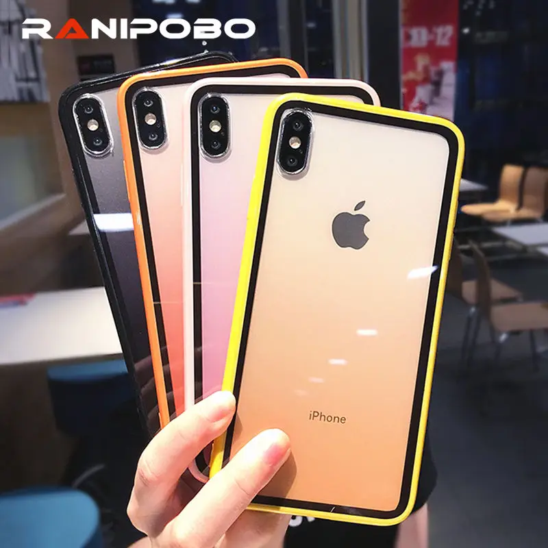 

Colorful Gradient Transparent Phone Case For iphone 11 XS Max XR X XS 6 6S 7 8 Plus Shockproof Phone Cover Acrylic Back Cover