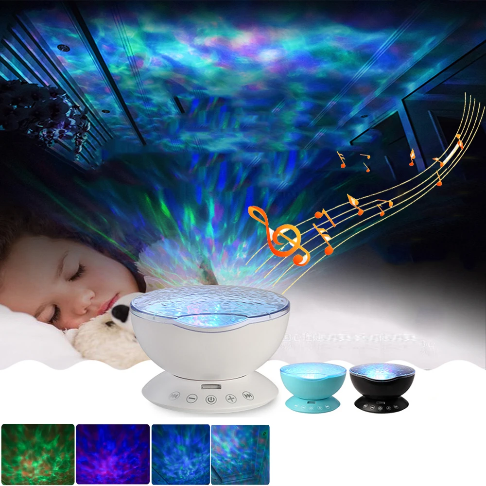 

Ocean Wave Starry Sky Projector LED Night Light With USB Remote Control TF Cards Music Player Speaker Aurora Projection XMAS