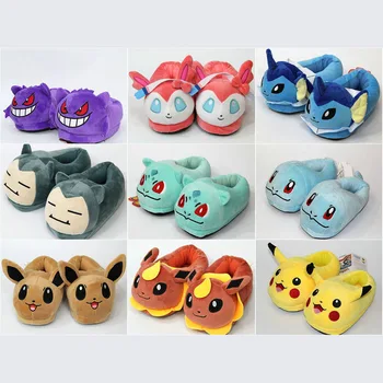 

Pocket Animals Psyduck Snorlax Mudkip Gengar Plush Doll Indoor Slippers for Adults Home Autumn Winter Slippers Kids Toy Gift