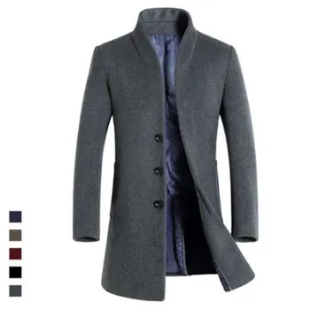

NEW 2019 High Quality Mens Long Wool Trench Coat Korean Men Slim fit Trench Parkas for Autumn