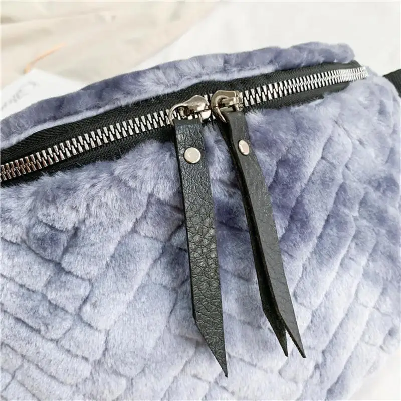 Women Plush Chest Bag Female Solid Color Fanny Waist Belt Pack Fashion Casual Shoulder Crossbody Bag