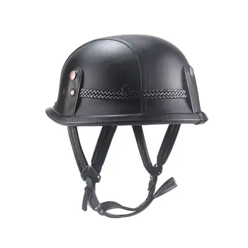 

Adult Open Face Half Helmet PU Leather Motorcycle Racing Helmet Motorbike Helmet Safety Helmet For Women/Men Hot Sale