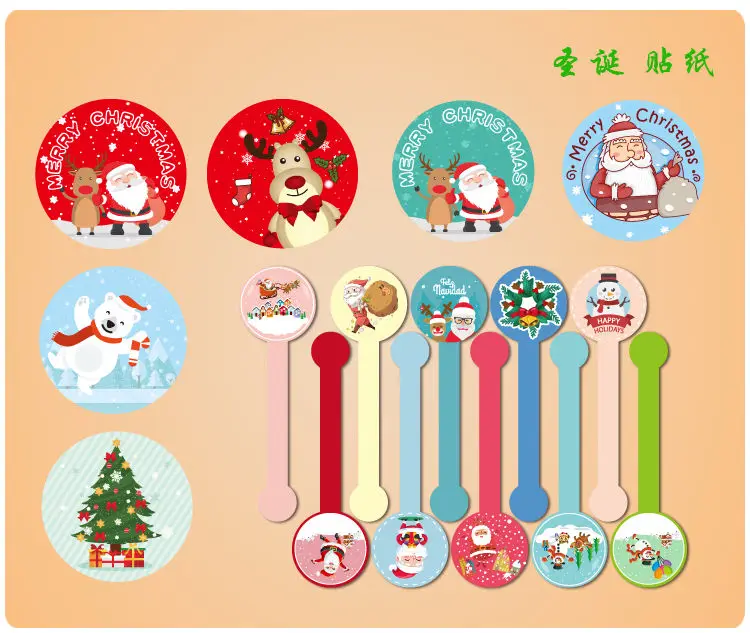 

400pcs Christmas Self-adhesive Sealing Sticker Label Gift Bag Baking Sealing Sticker Snowman Bear Decoration Sticker