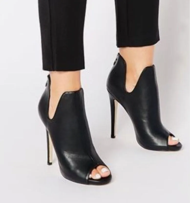 

Spring/Autumn Gladiator V Mouth Women Pumps Zipper Fashion Black Sexy Peep Toe Cover Heel Pumps 12CM Size 35-40