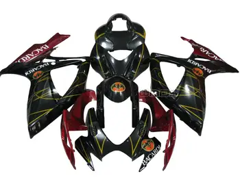 

For Suzuki GSXR600 GSXR750 K6 2006 2007 Body Cover Fairing Kit Black Red BACARDI Edition Injection