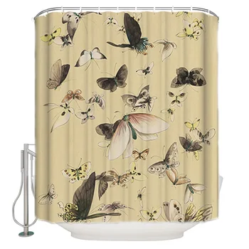 

Rice Paper Ink Butterfly Shower Curtain Waterproof Curtains Polyester Bath Curtain