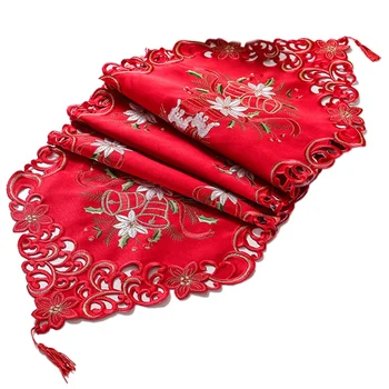 

Embroidered Floral Christmas Flower Table Topper for Home Dining Xmas Table Top Decoration