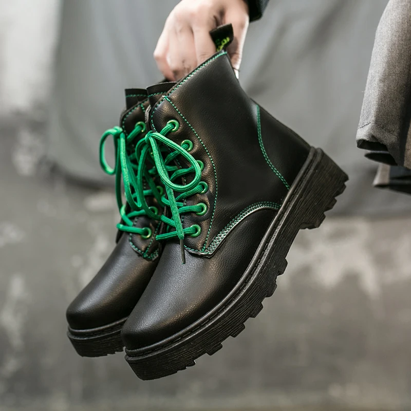 

2020 autumn Women's New Short Boots Fashion Casual Lace-Up Women's Round Head Flat Boots Women Students Martin Boots cortical