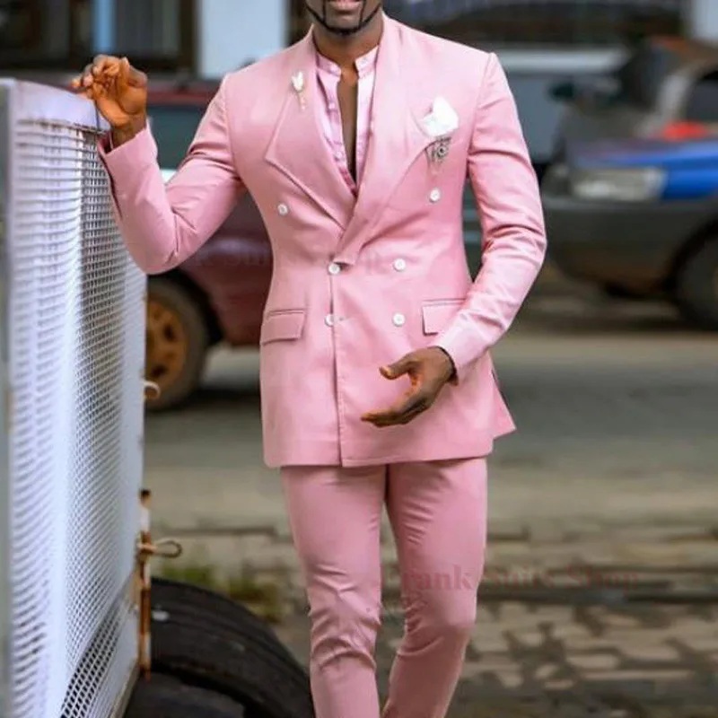 Мужской брендовый костюм новинка приталенный розовый деловой официальная