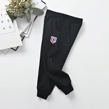 Повседневные штаны для детей, осенние детские буквами женские полусапоги с вышитым-Стиль брюки корейский-Стиль Slim Fit на гусеничном ходу