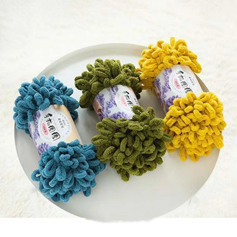 

6pc DIY Finger Loop Yarn Hand Knitted Home Pillow Blanket Finger Circle Yarn Thick Wool Hand Knitting Polyester Yarn chunky yarn