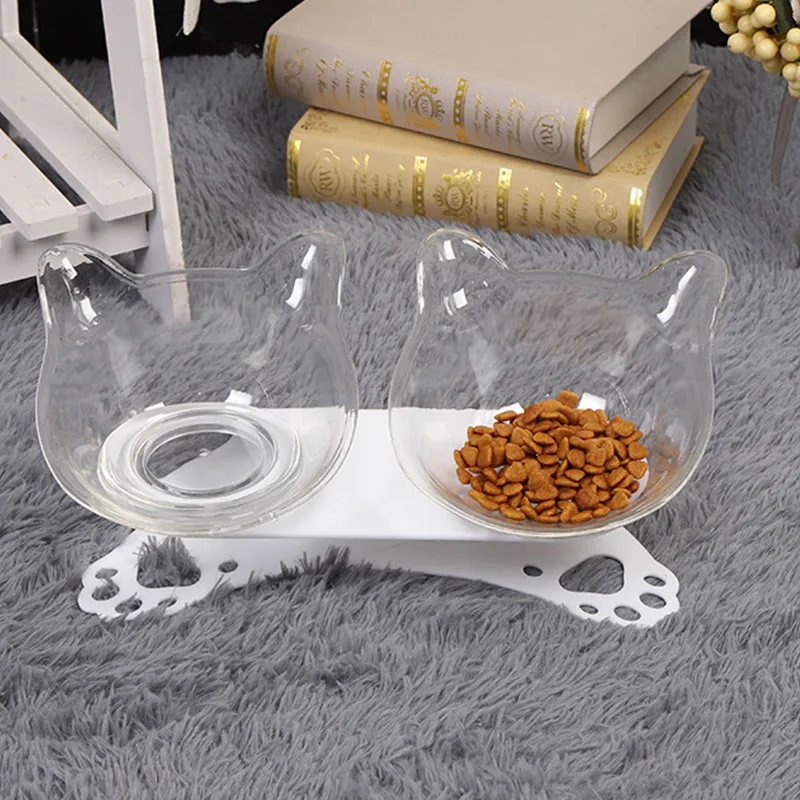 Pet Cat Elevated Bowls Durable Double Bowls Raised Stand Cat Feeding Watering Supplies Dog Feeder Pet