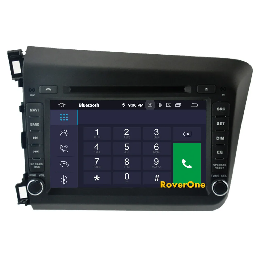 Cheap RoverOne Car Multimedia Player For Honda For Civic 2012 2013 2014 Android 9.0 4G+64G DVD GPS Navigation Stereo Radio Bluetooth 7