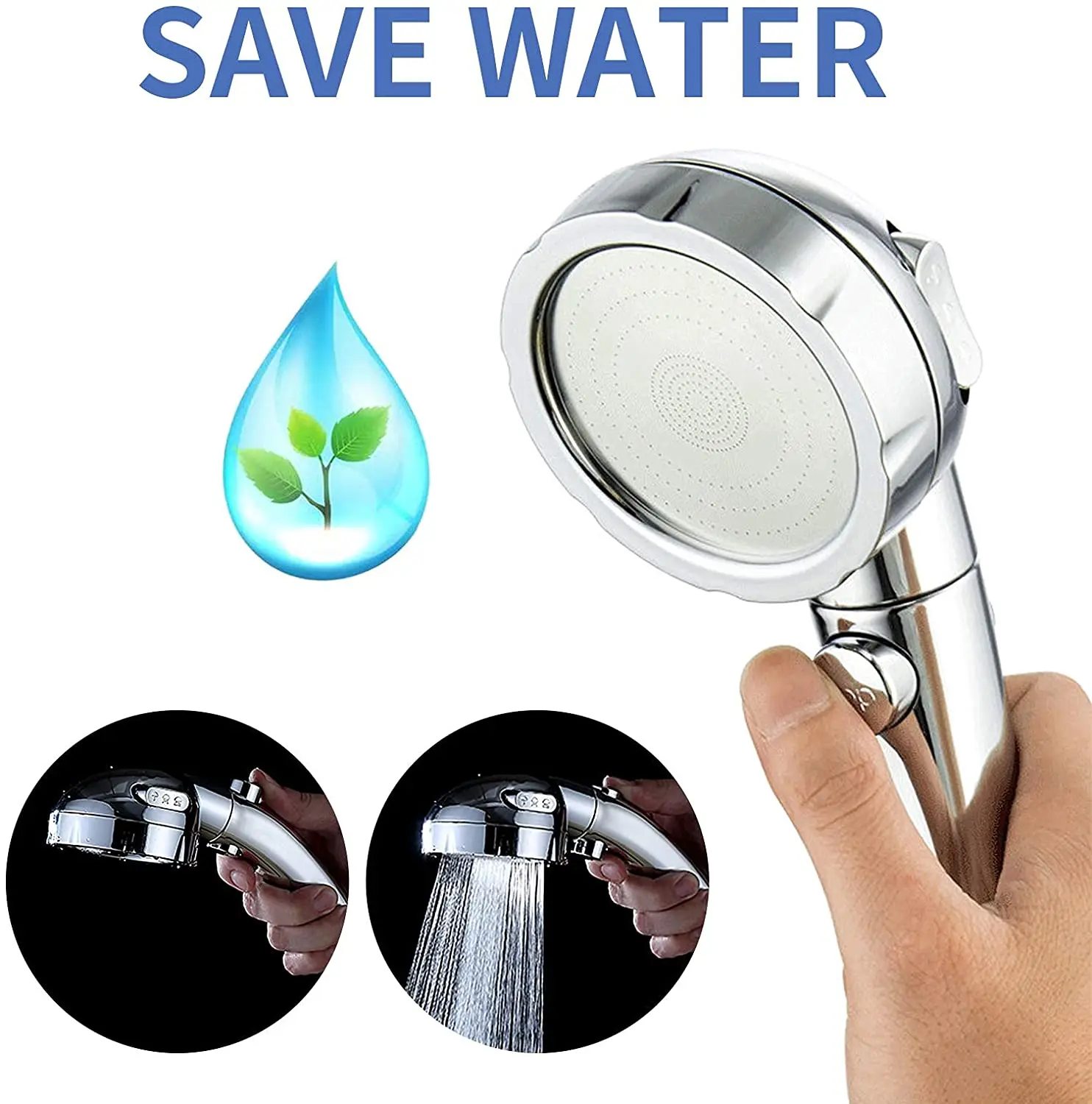 Zloog 3 Modes Adjustable Silver Black Shower Head High Pressure Handheld Showers Pressurized Bathroom Showerhead Set with Hose 4