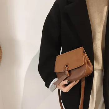 

Leisure Soft Messenger Bag Female 2020 New Solid Color Saddle Bag Shoulder Ms. Packet