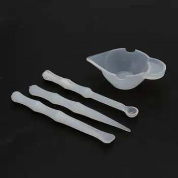 

4Pcs Silicone Mixing Cups Stirrers Spoon Scraper DIY Resin Jewelry Tools Kit